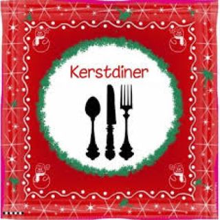 Bord, beker en bestek voor het Kerstdiner 19/12